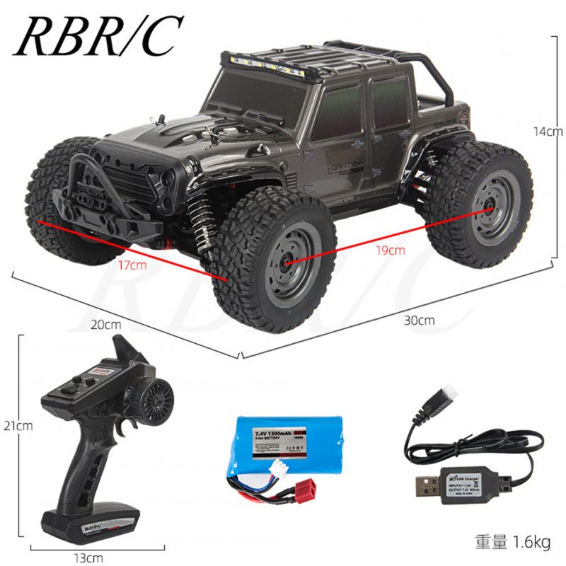16103 1/16 2.4GHz 4wd Rc Car 390 High-speed Carbon Brush Strong Magnetic Motor 5-wire 17g Steering Gear Spring Shock Absorption Car Model Toys Black