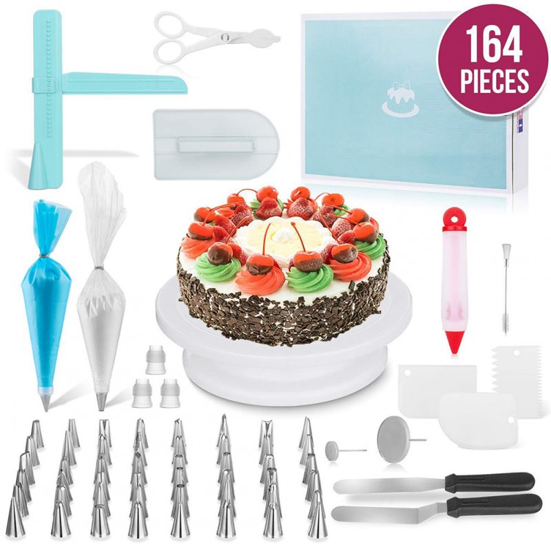 164Pcs/Set Cake Turntable Baking Tool Plastic Fondant Tool Kitchen Dessert Baking Pastry Supplies 164 pcs/set