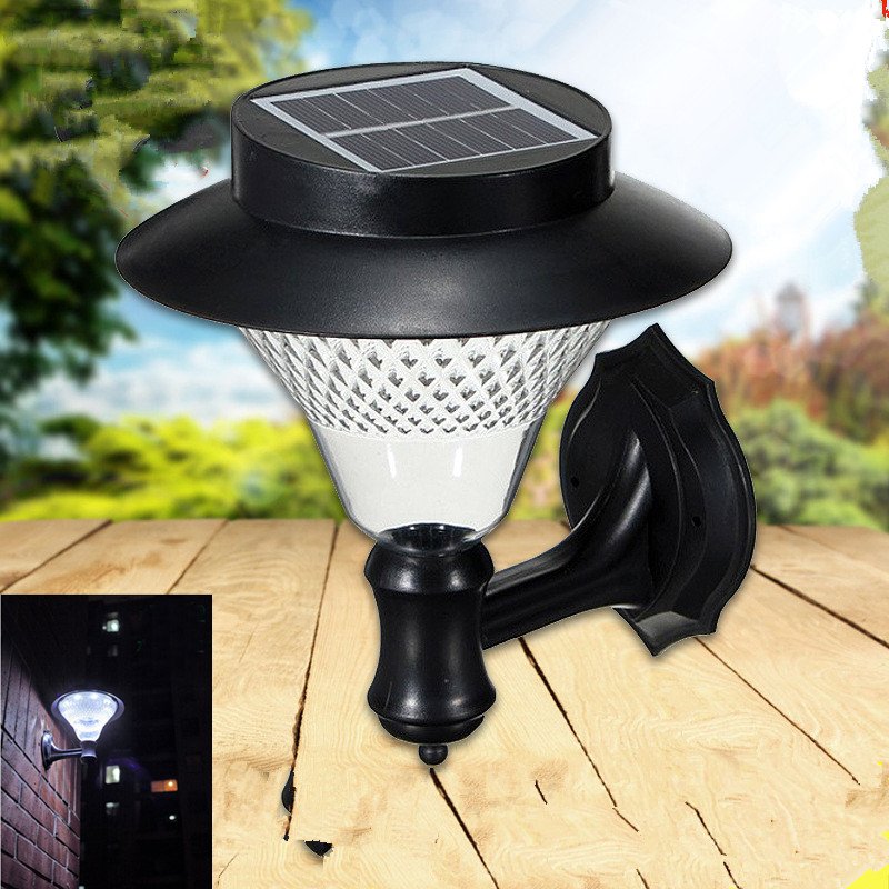 16LED Outdoor Solar-Powered Wall Lamp Yard Fence Stair Street Light Decoration White light