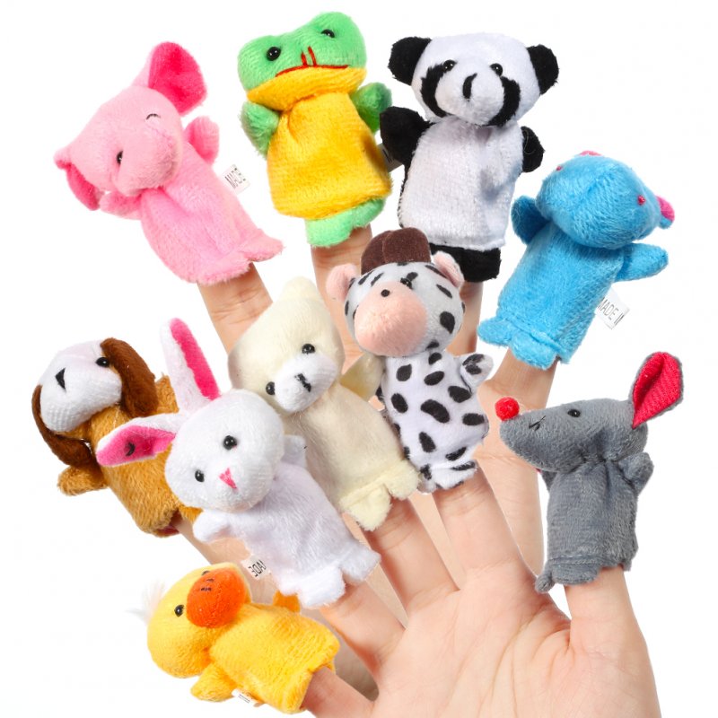 16pcs Cartoon Animal Plush Finger Puppets
