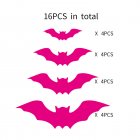 16pcs Halloween Bats Wall Stickers Reusable 3D PVC Scary Bats Window Decal For Home Indoor Window Glass Door Wall Decor rose red