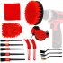 16pcs Plastic Car Electric Brush Car Detail Brush Cleaning Brush Set Car Cleaning Tool Red