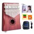 17 Key EQ Kalimba Mahogany Professional Electric Finger Thumb Piano With Bag and Audio Cable Wood color