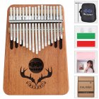 17 Keys Kalimba Portable Thumb Piano Mahogany with Padded Bag Tuner Hammer Musical <span style='color:#F7840C'>Instruments</span> Wood color