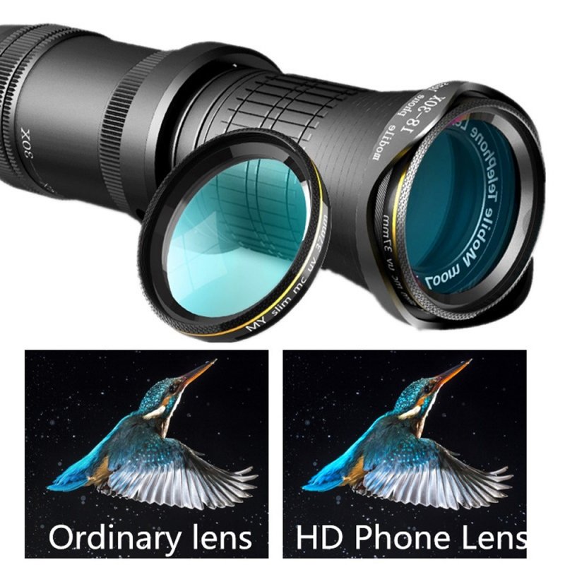 18-30X Zoom HD Mobile Phone Zoom Lens Dual Focus No Black Edge Telephoto Telescope Mobile Phone Lens black