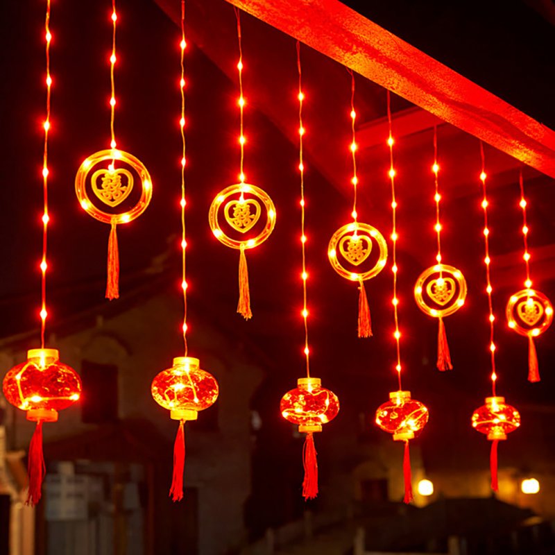 Chinese New Year LED Lantern Lighted Up Chinese Spring Festival Hanging Ornaments For Home Wall Door Window Decorations 