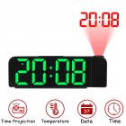 180-degree Rotation Projection Alarm Clock 12/24h Led Digital Clock Usb Rechargeable Ceiling Projector black face green light