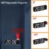 180 degree Rotation Projection Alarm Clock 12 24h Led Digital Clock Usb Rechargeable Ceiling Projector black face white lamp