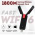 1800Mbps USB 3 0 WiFi 6 Adapter Dual Band 2 4GHz 5GHz Wireless Network Adapter Portable Network Adapter USB WiFi Black