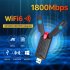 1800Mbps USB 3 0 WiFi 6 Adapter Dual Band 2 4GHz 5GHz Wireless Network Adapter Portable Network Adapter USB WiFi Black