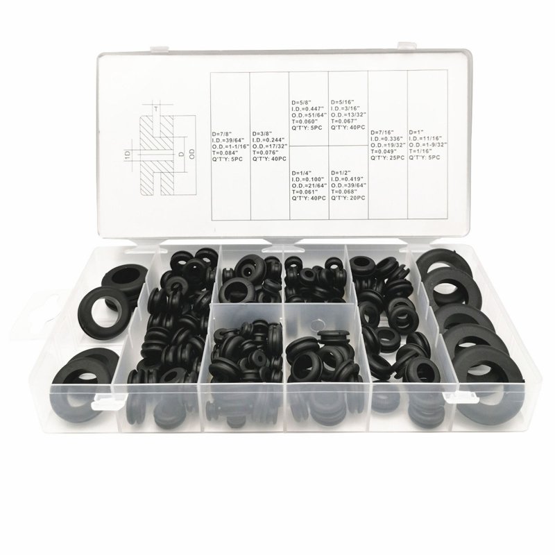180pcs Rubber Grommet Firewall Wire Gasket O-ring Seal Ring Guard Coil
