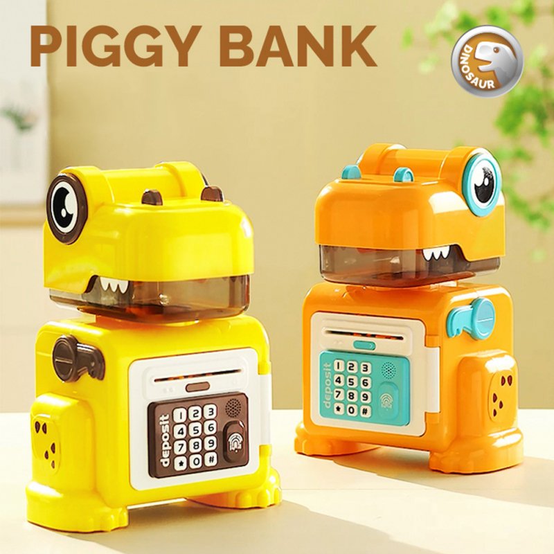 Kids Dinosaur Piggy Bank Cartoon Electric Password Fingerprint Money Box For Boys Girls Christmas Birthday Gifts 
