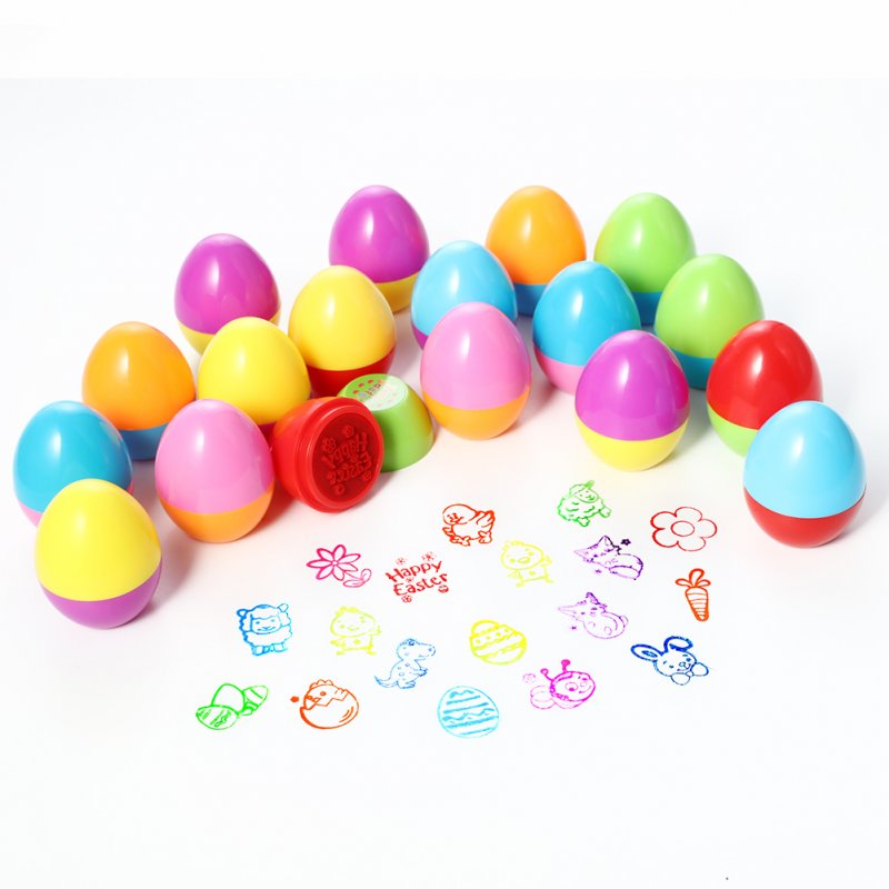 18Pcs Multicolor Egg Stampers Toy for Easter Eggs Hunt Game, Easter Theme Party