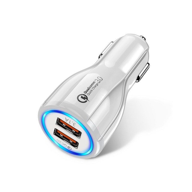 18W 3.1A Car Charger Fast Charger 3.0 Universal Dual USB Adapter for Samsung Xiaomi 8 Mobile Phone white_Car charger + micro data cable