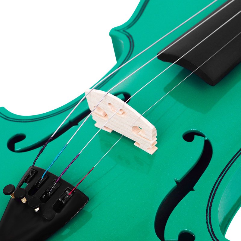 4/4 Violin Full Size With Carrying Case Bow Set Solid Wood Violins Musical Instrument Kit For Student Beginners green