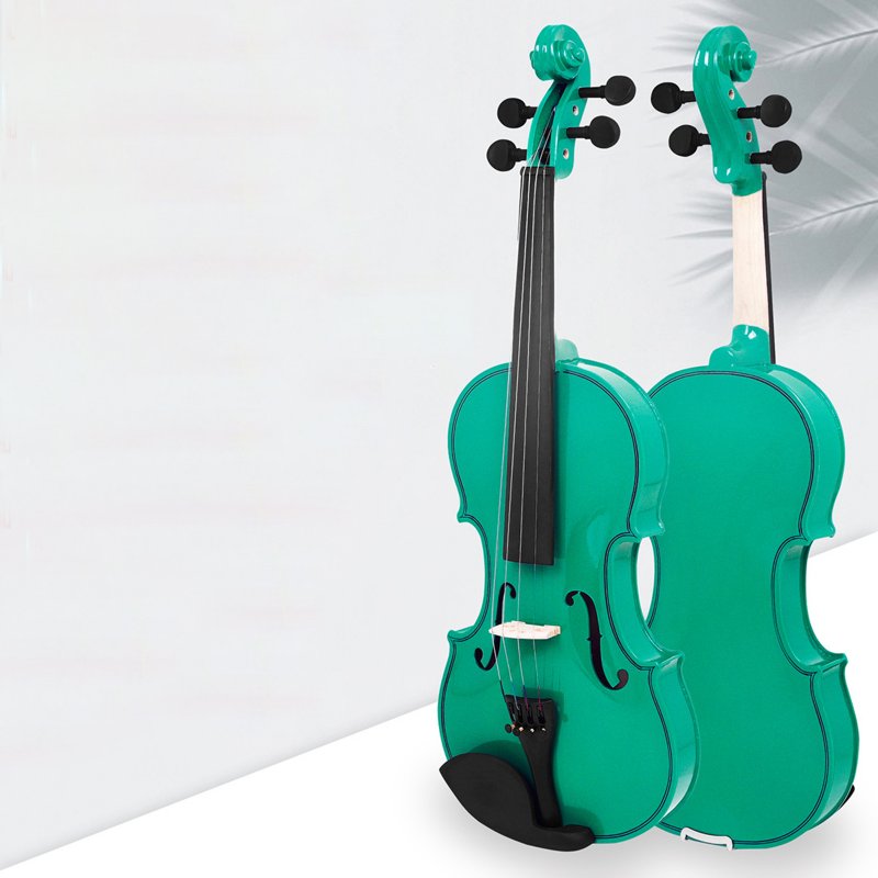 4/4 Violin Full Size With Carrying Case Bow Set Solid Wood Violins Musical Instrument Kit For Student Beginners green