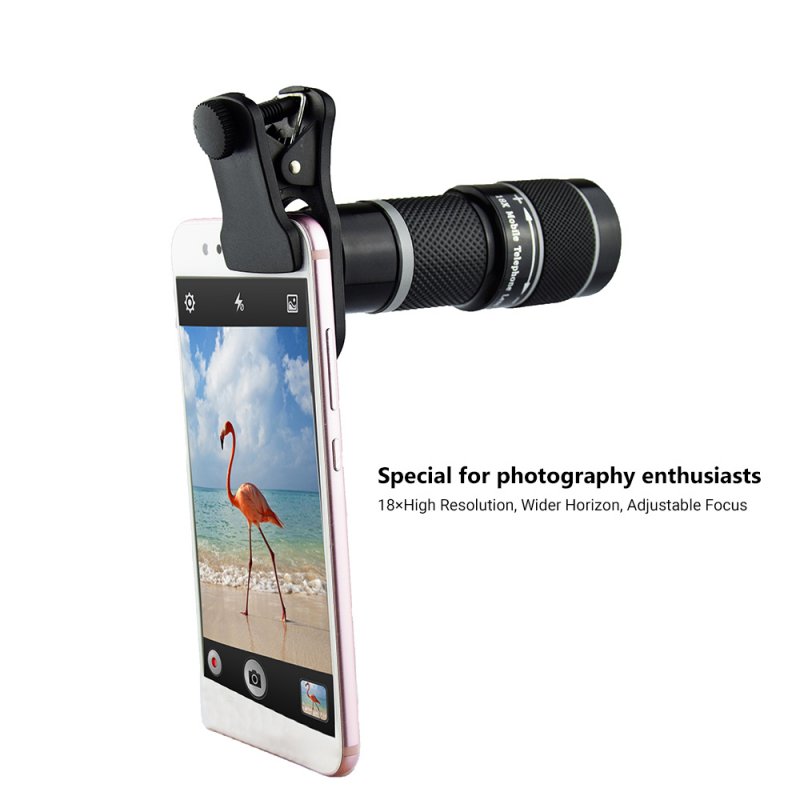 18x Telephoto Lens Phone Camera Lens 6.2 Degree Wide Angle Lens for iPhone Samsung  Gray standard