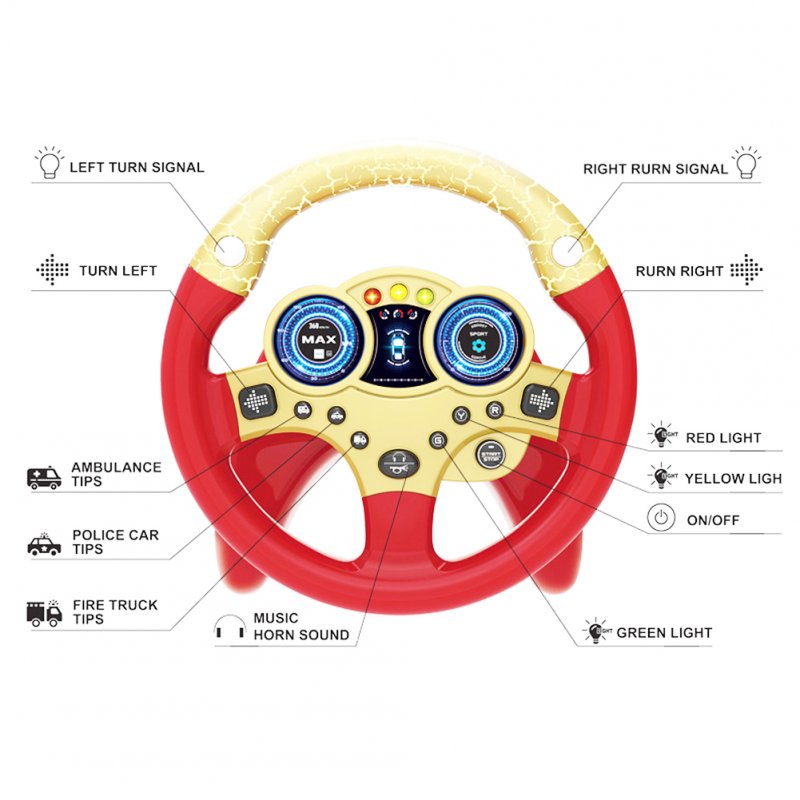 Co-pilot Steering Wheel Toys With Base Children Simulation Driving Early Educational Toys Gifts For Boys Girls Steering wheel