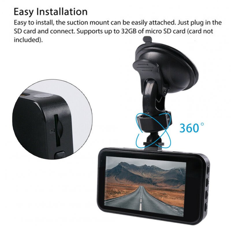 3-inch Ips Car Driving Recorder with HD Display Dual Lens Dash Cam 1080P Night Vision Dvr Auto Camcorder 