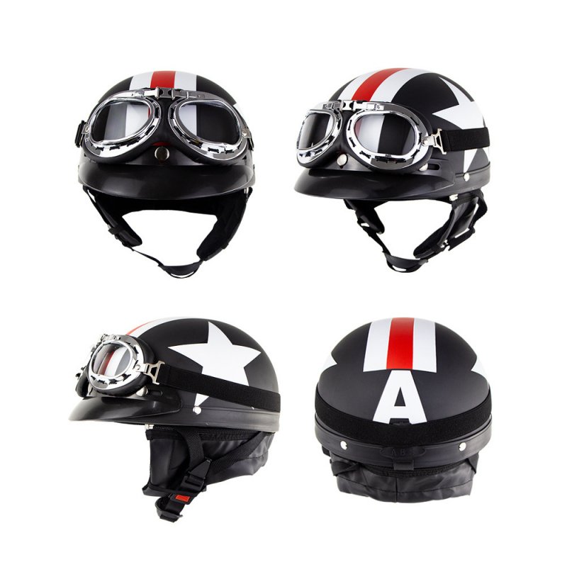 Retro Style Sunscreen  Helmet Half Helmet With Goggles For Motorcycle Electric Bike 