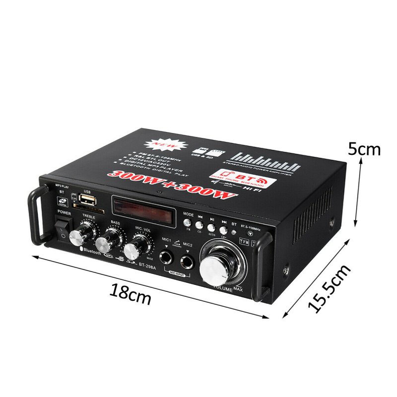 600W LCD Amplifier HIFI Audio Stereo Bluetooth FM 2CH AMP Car Home USB SD MP3 Player 