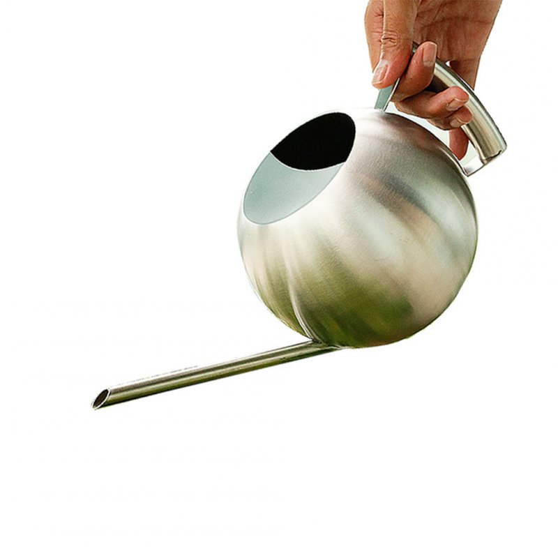 1L Stainless Steel Long-Mouth Watering Can Spherical Household Watering Gardening Tool  As shown