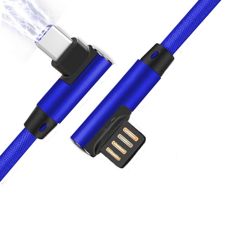 USB Type C Mobile Phone 90 Degree Cable blue
