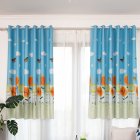 1PC Butterflies Sunflower Printing Shedding Window Curtain for Bedroom Balcony Punching Style blue_1 meter wide x 2 meters high