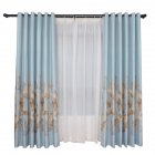1PC Fallen Leaves Pattern Shading Window Curtain for Living Room Bedroom Punching Style Blue_1*2.7 meters