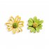 1Pair Women Flower Shape Earrings Asymmetric Daisy Ear Studs Yellow white