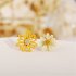 1Pair Women Flower Shape Earrings Asymmetric Daisy Ear Studs Yellow white