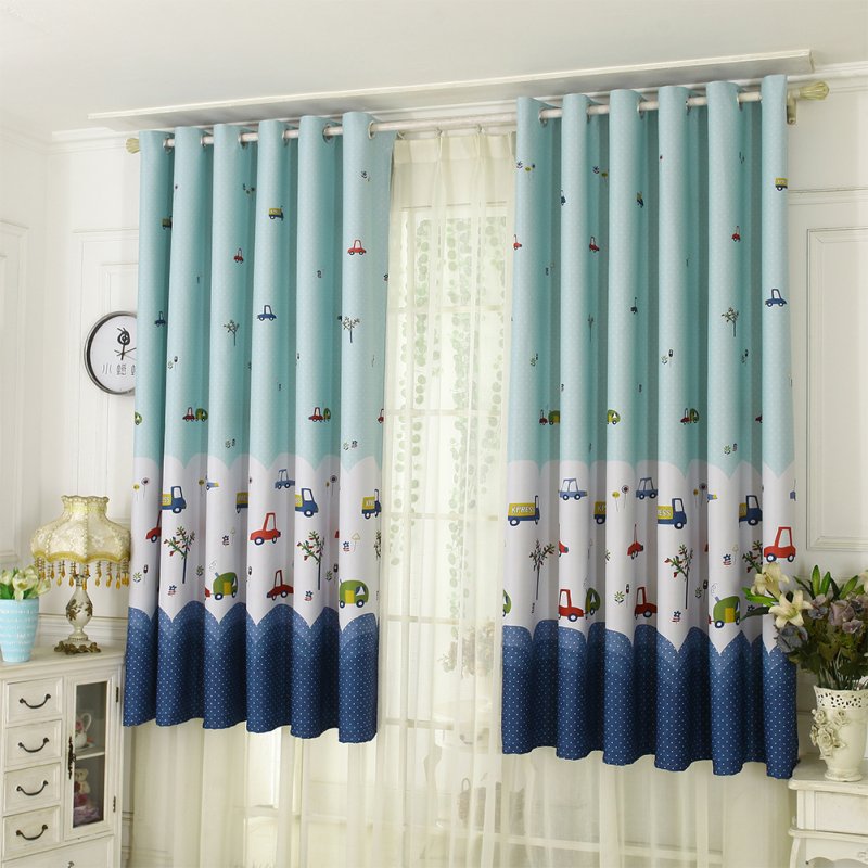 1Pc Curtains Printed Polyester Fiber Cartoon Living Room Bedroom Balcony Blackout Curtains As shown_100 * 200 (1 * 2 meters high)