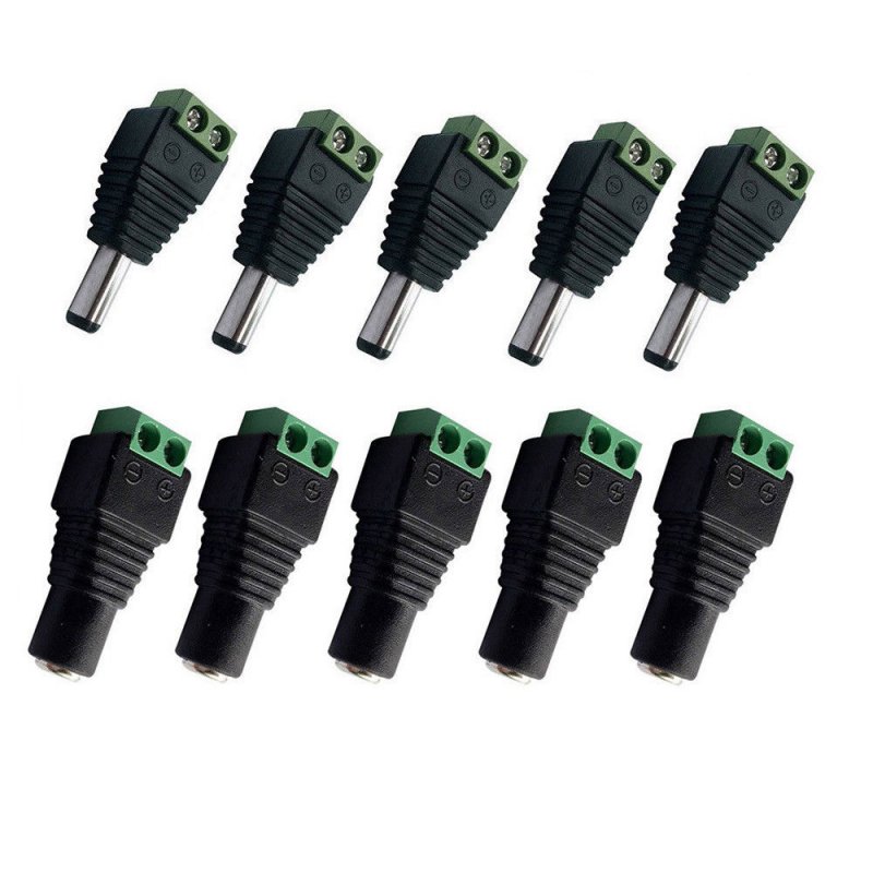 10Pcs Male Female DC Power Plug Jack Adapter Wire Connector for
