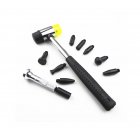 1Set Car Dent Repair Tool Depression Repair Plastic Stroke Pen and Rubber Hammer Black+silver