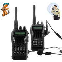 Professional Walkie Talkie Set w/ Earpiece and PTT Fingerbutton