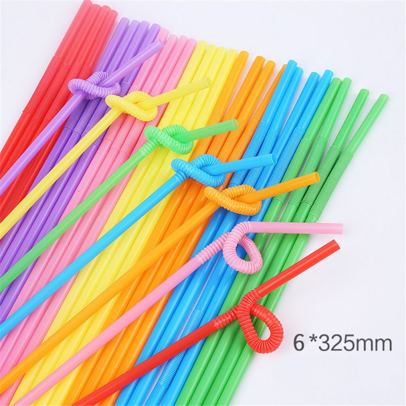 100pcs/set Flexible Bendy Disposable Plastic Drinking  Straws For Bar Party Color mix_Pack of 100