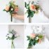 1bunch Fabric Artificial Rose Flower Decorative  Ornament For Wedding Home White and green