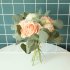 1bunch Fabric  Roses Artificial Flower Ornaments Green Plants Decorative Ornament Light pink