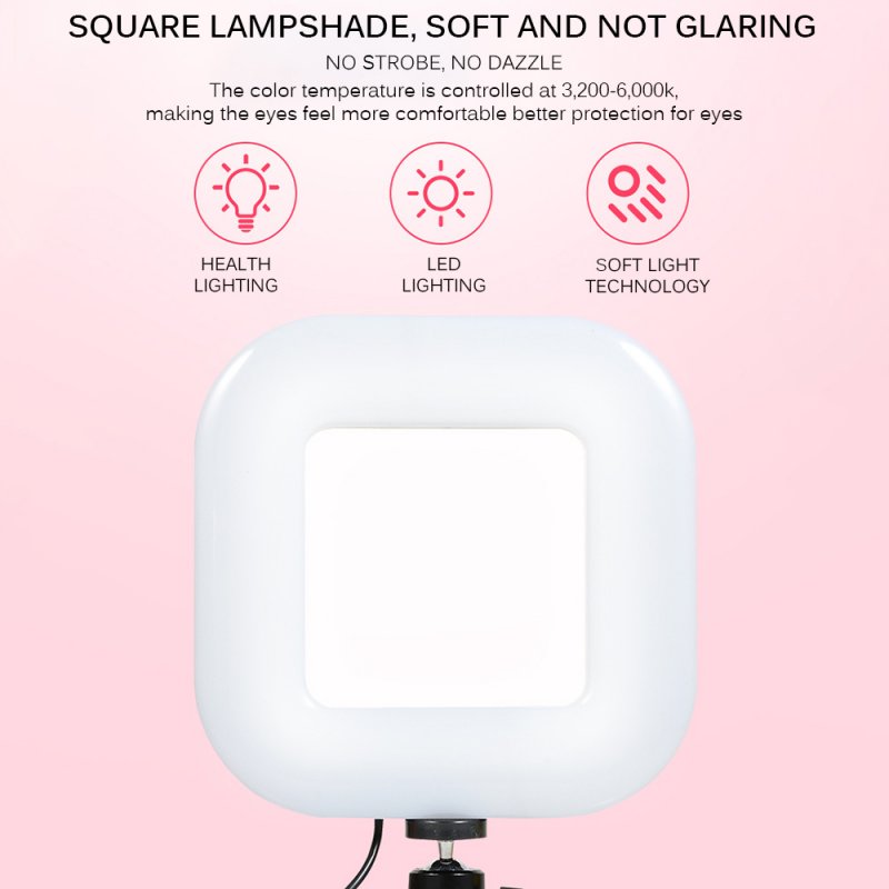 Portable LED Field Fill Light Adjustable Mobile Phone Soft Light Selfie Timer Bright Square Ring Lamp 