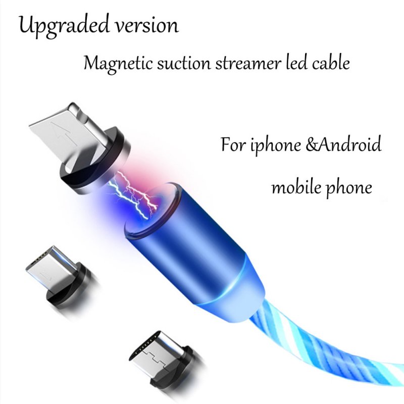 Data Line LED Magnetic Micro USB Cable Android Type-C IOS Fast Charging Cable for Mobile Phone color_Android interface