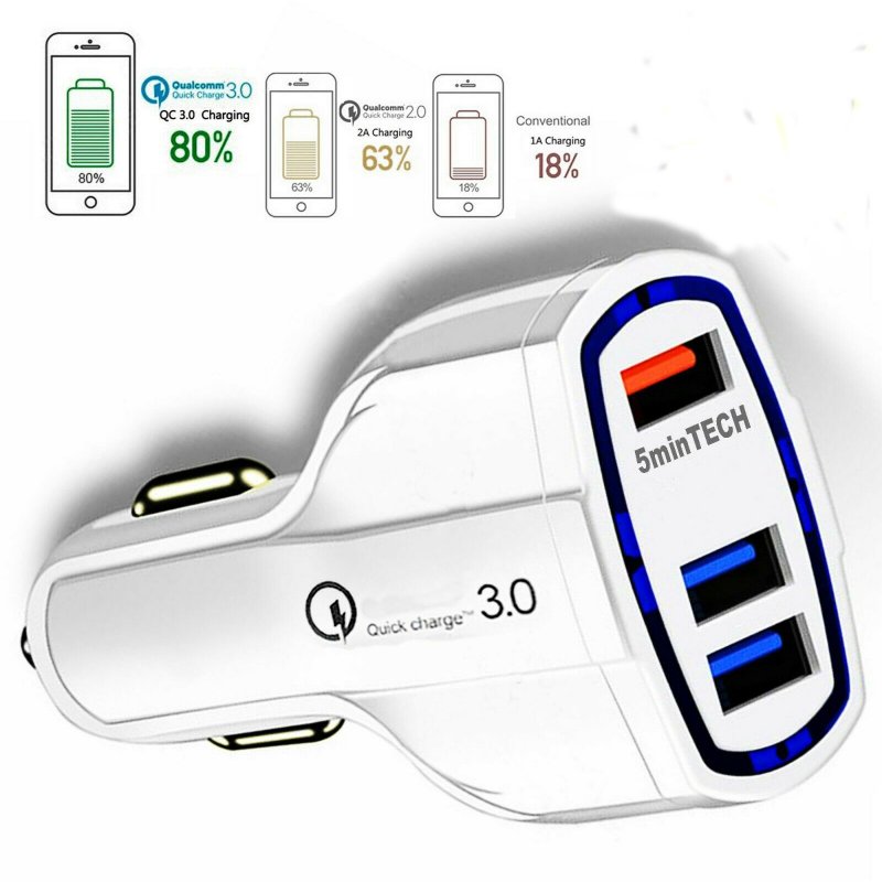 Fast Quick CAR Charger(3 ports)USB (16W / 5,9,12V / 3.2A) for Android iPhone 