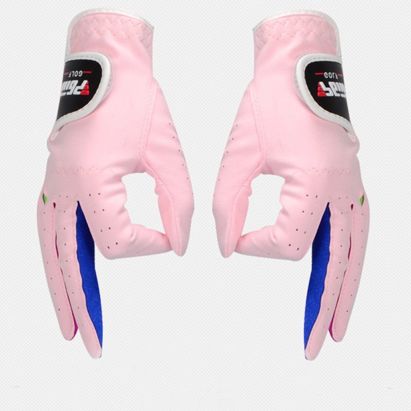 1pair Children Unisex Golf Gloves Breathable Left/Right Hand Anti-skid Glove Pink 17