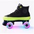 1pair Roller  Skates  Shoes For Beginner Two Line Canvas Sliding Sneakers With 4 Wheels Black   flashing wheel 42