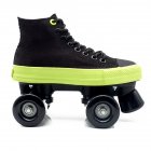 1pair Roller  Skates  Shoes For Beginner Two Line Canvas Sliding Sneakers With 4 Wheels Black + black non-flashing wheel_40