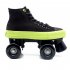 1pair Roller  Skates  Shoes For Beginner Two Line Canvas Sliding Sneakers With 4 Wheels Black   black non flashing wheel 39
