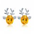 1pair Women Fashion Elegant 3D Artificial Crystal Deer Horn Design Earring All match Ear Studs