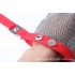 1pc Grade 5 Protective Glove Stainless Steel Mesh Resistant Chain Mail Chain Glove Left Right Hand Universal Red wristband M