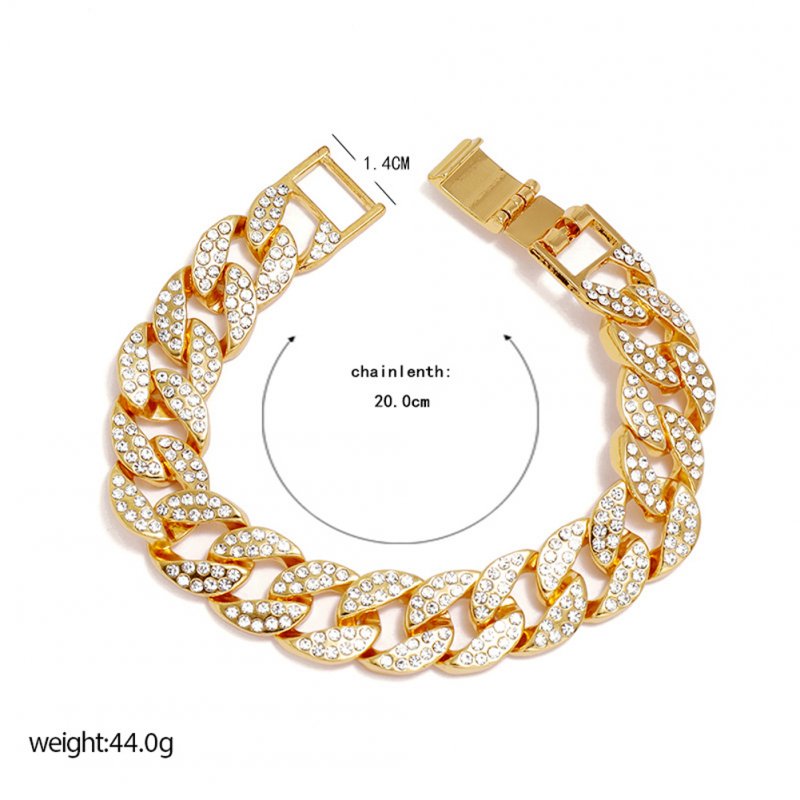 Men's Necklace Hip-hop Style Full-diamond Chain Necklace Bracelet 