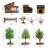 1set Of Desktop Scene Decorations Simulation Micro landscape Farm Model Decoration House tree set