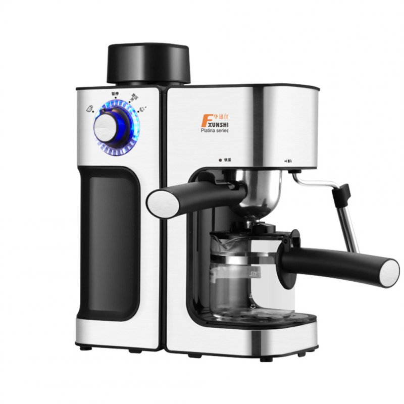 1set Steam-type Coffee  Machine Automatic Milk Froth Espresso Coffee Maker Silver gray